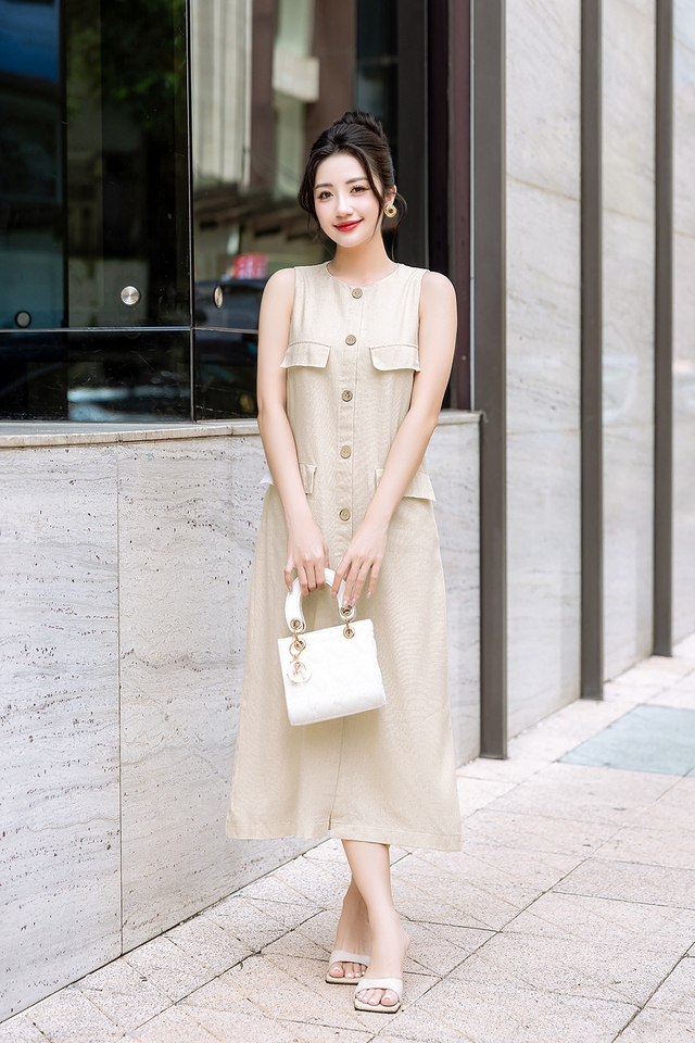 Nhẹ như mây trong từng bước đi với đầm linen- Ảnh 1.