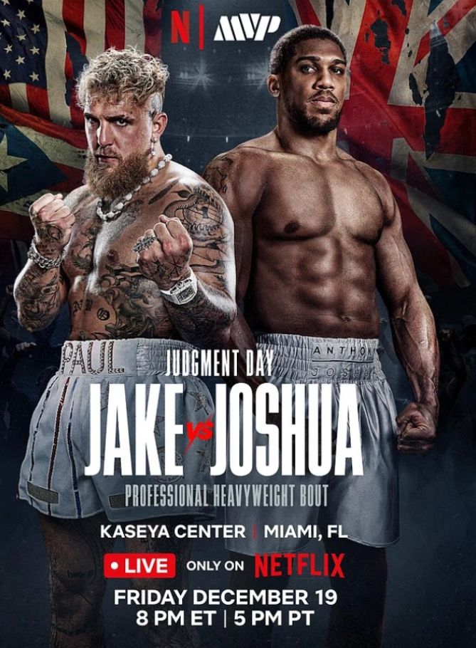 Poster về màn thượng đài giữa Anthony Joshua và Jake Paul tại Kaseya Center, Miami ngày 19/12.