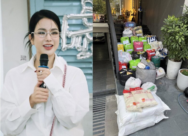 Diệp Lâm Anh huy động xe 0 đồng, gửi hàng cứu trợ đến bà con miền Trung.