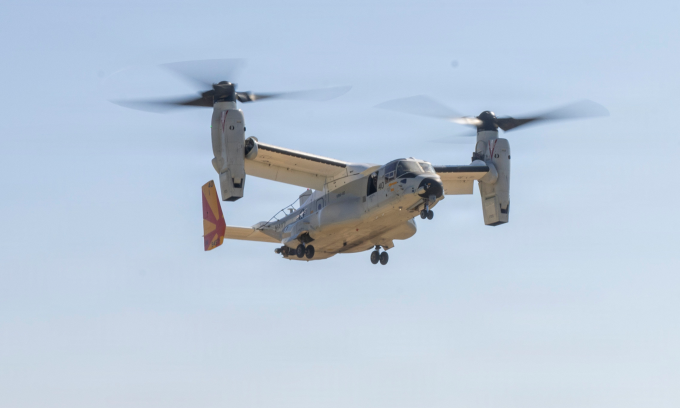 Trực thăng CMV-22B Osprey của hải quân Mỹ tại bang California hồi tháng 10. Ảnh: US Navy