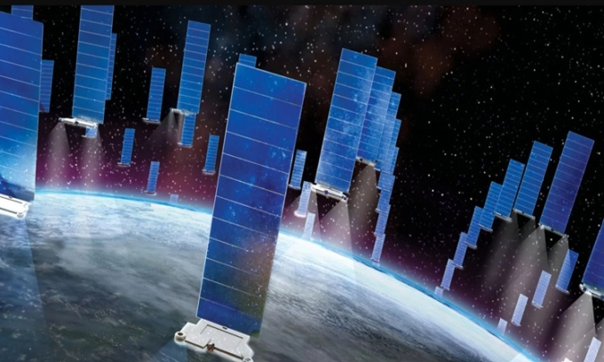 Mô phỏng cụm vệ tinh Starlink trên quỹ đạo Trái Đất. Ảnh: Nicolle Rager Fuller