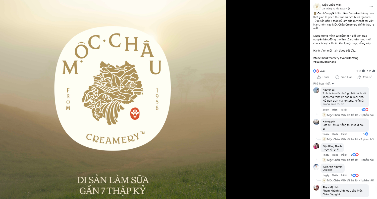 Sữa Mộc Châu thay đổi logo lạ quá- Ảnh 1.