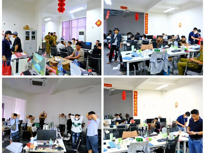 Văn phòng nơi "ổ nhóm" lừa đảo hoạt động. Ảnh: Công an Hà Tĩnh tam giác vàng