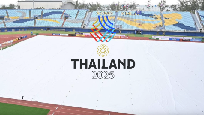 Sân Tinsulanon ở Songkhla là nơi tổ chức bảng B môn bóng đá nam SEA Games 33, trước khi phải chuyển địa điểm vì lũ lụt lịch sử. Ảnh: Thairath.