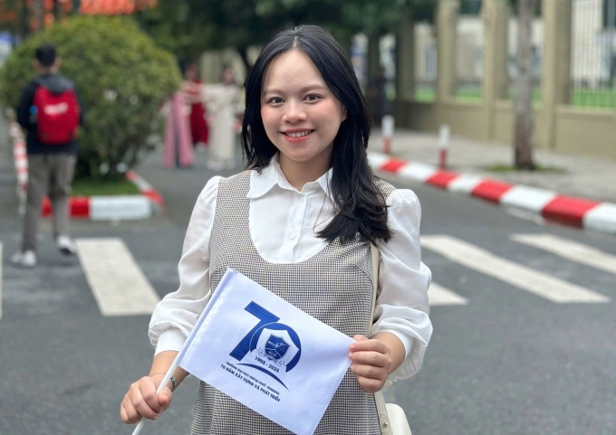 Đặng Thị Diễm Quỳnh tại trường Đại học Ngoại ngữ. Ảnh: Nhân vật cung cấp