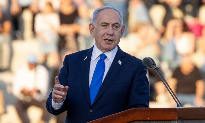 Thủ tướng Benjamin Netanyahu phát biểu tại lễ tốt nghiệp của trường sĩ quan Bahad 1 ở miền nam Israel ngày 30/10. Ảnh: Flash90