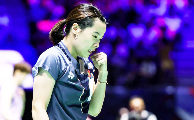 Tay vợt Nguyễn Thùy Linh giành chiến thắng 2-0 trước Hina Akechi ở bán giải Korea Masters 2025, trưa 8/11. Ảnh:badmintonphoto