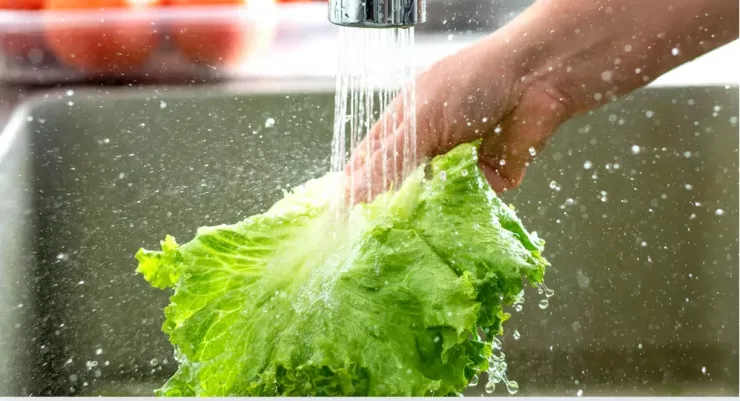 Vì sao không nên rửa hoặc ngâm rau quá lâu trong nước? 1 Ngâm rau lâu trong nước sẽ khiến chất dinh dưỡng bị hao hụt càng nhiều. Ảnh minh họa: Canva