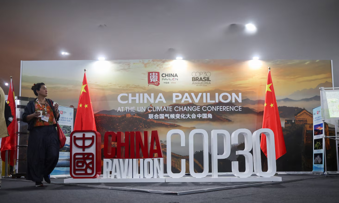 Gian hàng Trung Quốc tại COP30, Belém, Brazil, ngày 14/11. Ảnh: Reuters