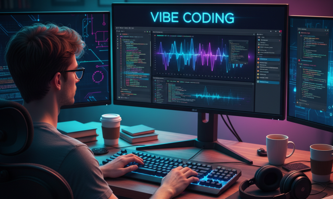 Minh họa lập trình viên sử dụng Vibe Coding. Ảnh: Google Gemini