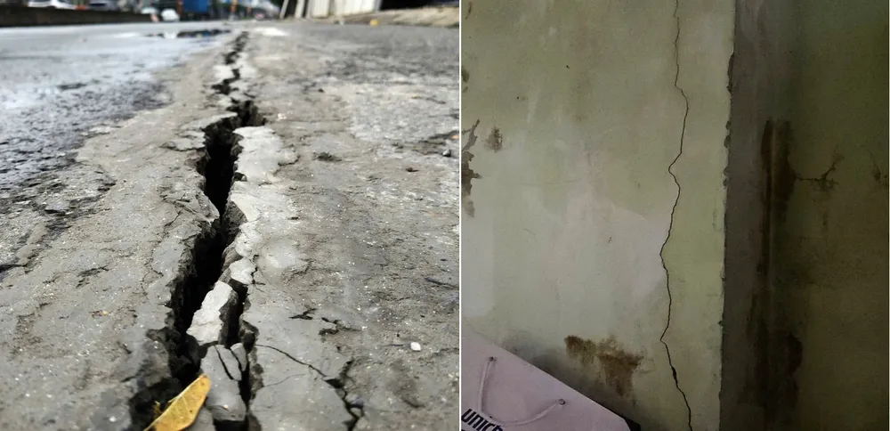 Mặt đường và nhà dân cạnh dự án Capital Square 3 đều nứt toác. Ảnh: TẤN VIỆT ho-tu-than-1.jpg