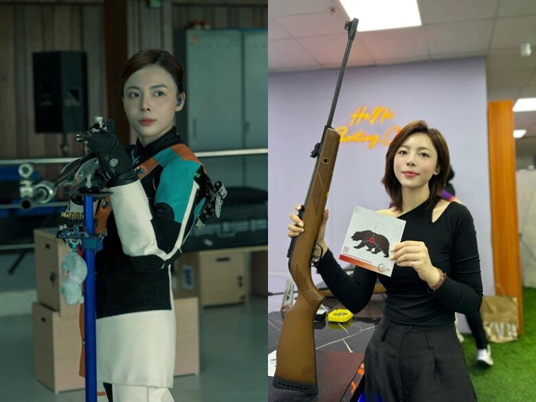 "Hoa khôi bắn súng" 2k4 mang hàm Thượng úy, gây bất ngờ với diện mạo đời thường đẹp như hoa hậu, chân dài chuẩn mẫu 5 Thanh Thảo ghi điểm với vẻ đẹp rạng rỡ và thần thái mạnh mẽ đầy cuốn hút khi tập bắn.