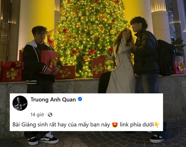 Nhạc sĩ Anh Quân chia sẻ lại hình ảnh lãng mạn của đôi trẻ.