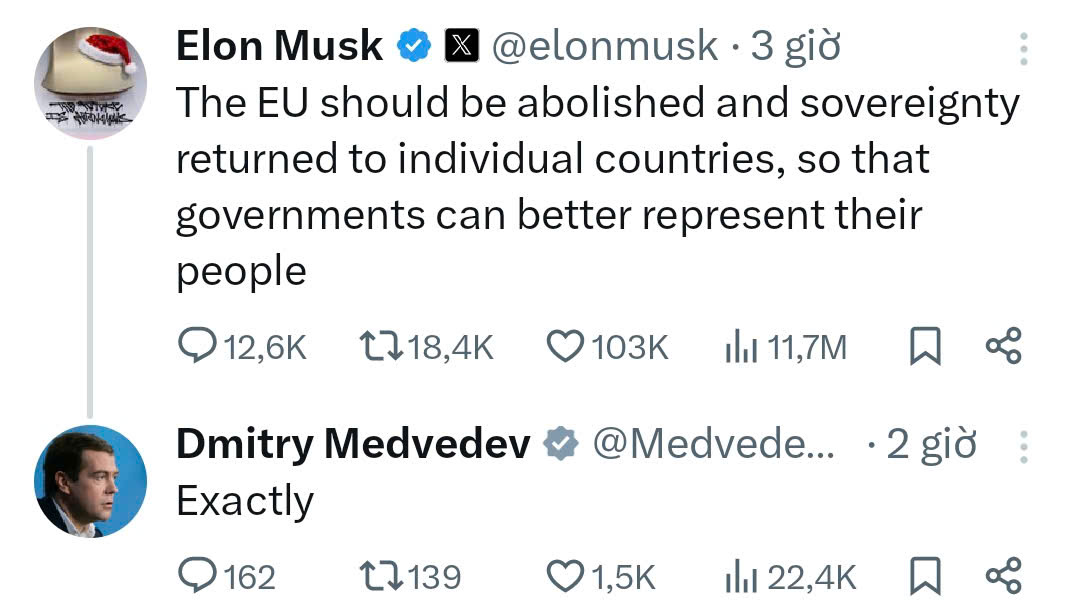 Elon Musk nổi giận đòi xóa sổ EU, ông Medvedev bình luận 'chính xác!' - Ảnh 2.