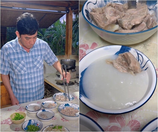 Trở lại mạng xã hội sau đột quỵ, tài tử Huỳnh Anh Tuấn nấu ăn như thế nào? 8 Cháo sườn đơn giản mà ấm lòng. Tô cháo trắng mịn ăn kèm sườn non, chuẩn món “tinh giản” dành cho người cần tẩm bổ mà không gây nặng bụng. Anh bày biện cẩn thận từng phần, thể hiện sự chăm chút từng chi tiết.