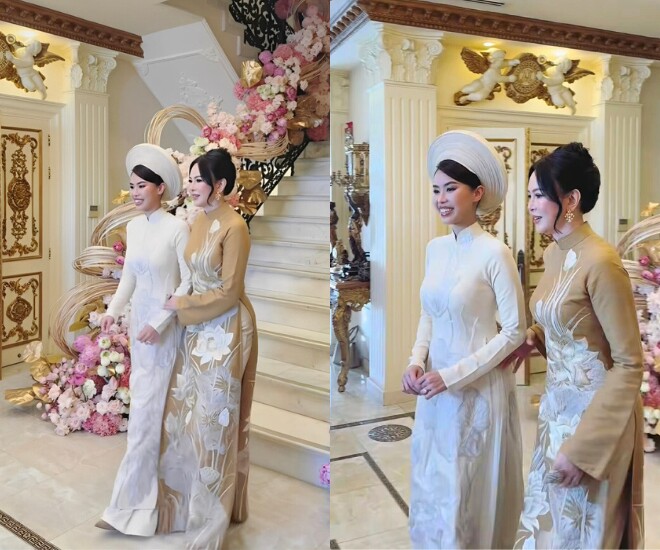 Con gái Johnathan Hạnh Nguyễn được mẹ dắt tay trao cho chú rể.