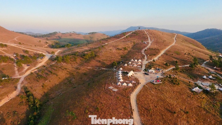 Du khách đổ xô đi cắm trại, check-in ở đồi cỏ phủ màu 'siêu thực' - 2