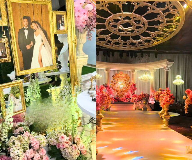 Không gian tiệc cưới được trang trí lung linh như cổ tích.
