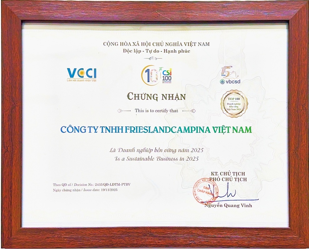 FrieslandCampina Việt Nam đạt giải thưởng doanh nghiệp phát triển bền vững CSI 2025 - 4