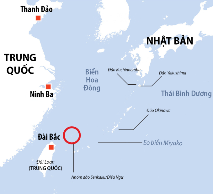 Đảo Okinawa và khu vực xung quanh. Đồ họa: Reuters, Straits Times