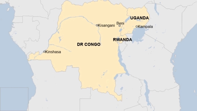 Vị trí Cộng hòa Dân chủ Congo và Rwanda. Đồ họa: BBC