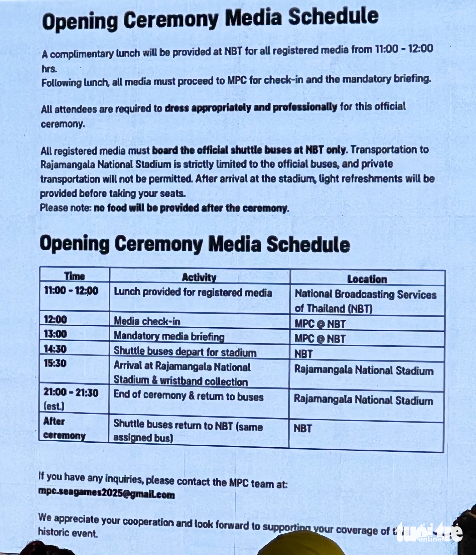 Tác nghiệp khai mạc SEA Games 33: Phóng viên phải có mặt trước 7 tiếng - Ảnh 2.