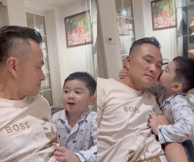 Quý tử Chi Bảo luôn lễ phép với bố mẹ.