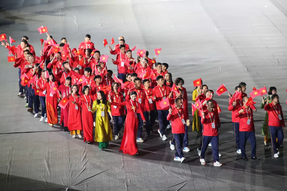 Thể thao Việt Nam đặt mục tiêu giành 90 đến 100 huy chương vàng và vào tốp 3. Ảnh: CCT. thai-lan-lai-pham-sai-lam-dang-tiec-ngay-trong-le-khai-mac-sea-games-33 (5).jpg