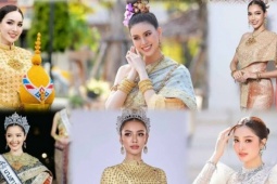 Dàn hoa khôi cầm biển dẫn đoàn ở lễ khai mạc SEA Games 33