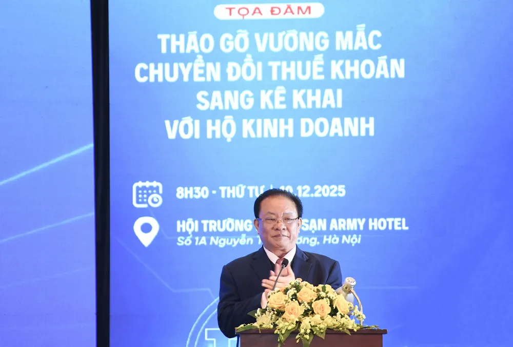 GS.TS Nguyễn Đức Thuận, Chủ tịch Hội các Nhà quản trị doanh nghiệp Việt Nam phát biểu tại Tọa đàm. Ảnh: Hoàng Huy GS TS Nguyễn Đức Thuận.jpg