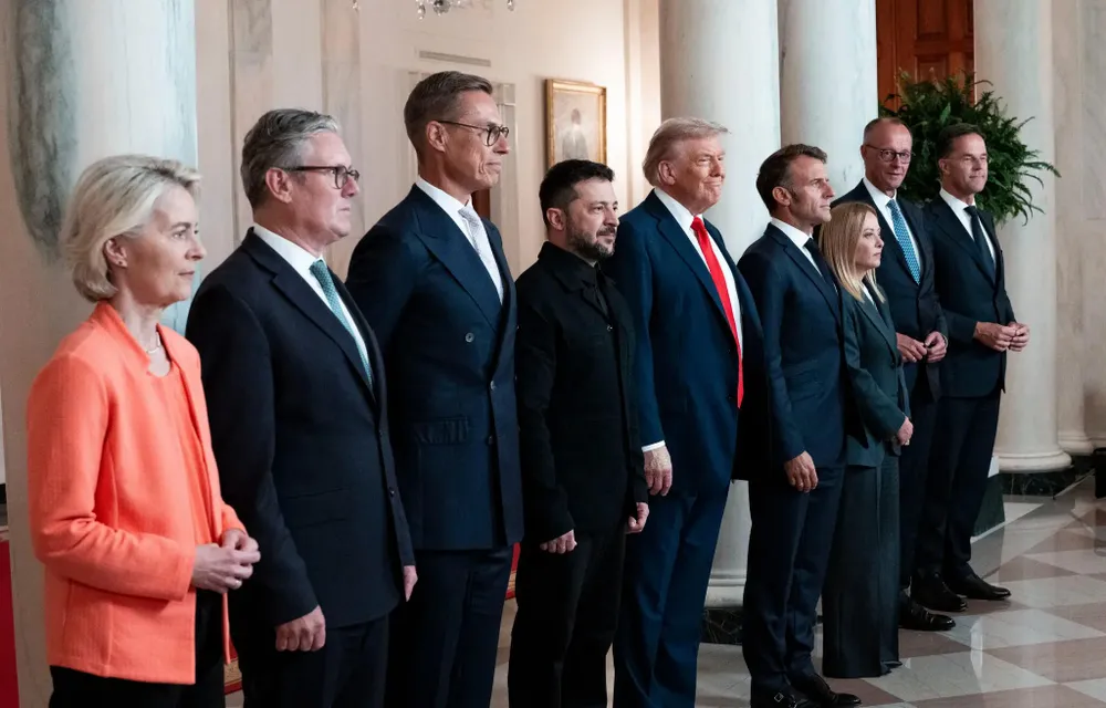 Ông Trump và các nhà lãnh đạo châu Âu tại Nhà Trắng vào tháng 4. Ảnh: Doug Mills/THE NEW YORK TIMES Ong-Trump-va-lanh-dao-chau-Au.jpg