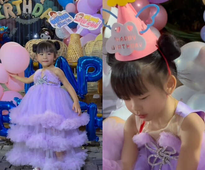 Thanh Đoàn và Hà Trí Quang làm sinh nhật hoành tráng cho 2 con chung, khoe ông nội tự tay trang trí tiệc cho cháu 4 Bé Muội Muội diện váy công chúa cực đáng yêu.