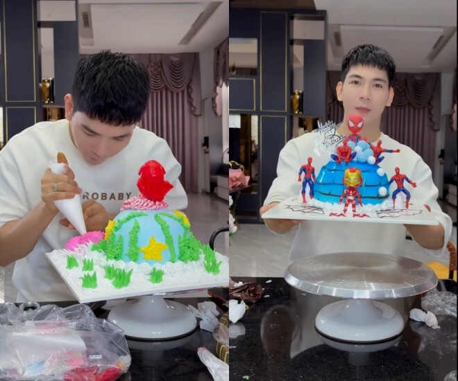 Thanh Đoàn và Hà Trí Quang làm sinh nhật hoành tráng cho 2 con chung, khoe ông nội tự tay trang trí tiệc cho cháu 6 Thanh Đoàn khéo léo làm 2 chiếc bánh kem theo yêu cầu của Ka Ka và Muội Muội.