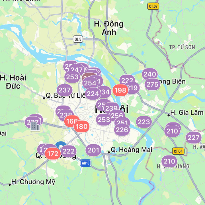 Ô nhiễm không khí ở Hà Nội leo thang, loạt điểm cảnh báo tím- Ảnh 2.