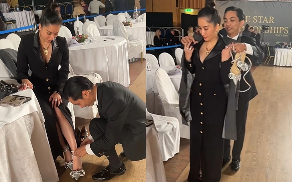 Phan Hiển lại "cầu hôn" Khánh Thi bằng nhẫn kim cương, vợ chồng có 3 con vẫn tình như mới cưới 10 Nữ hoàng dancesport được chồng chăm sóc từng ti từng tí.