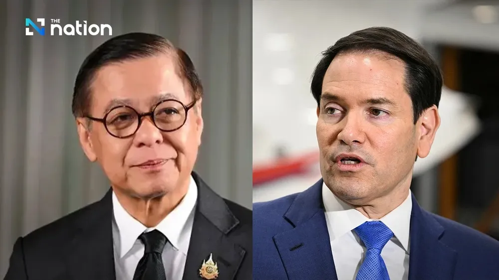 Ngoại trưởng Thái Lan Sihasak Phuangketkeow (trái) và Ngoại trưởng Mỹ Marco Rubio. Ảnh: NATION THAILAND campuchia thái lan.jpg