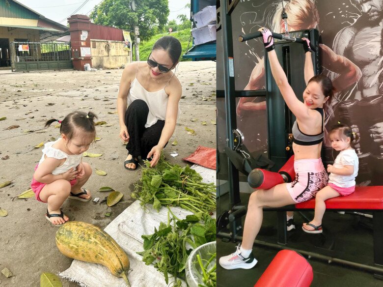 Con gái Lan Phương 1 tuổi đã thành thạo đi giày cao gót của mẹ, càng lớn càng rõ nét Tây trông cực yêu 6 Lan Phương thường đưa con gái theo mỗi khi đi dạo, tập gym.