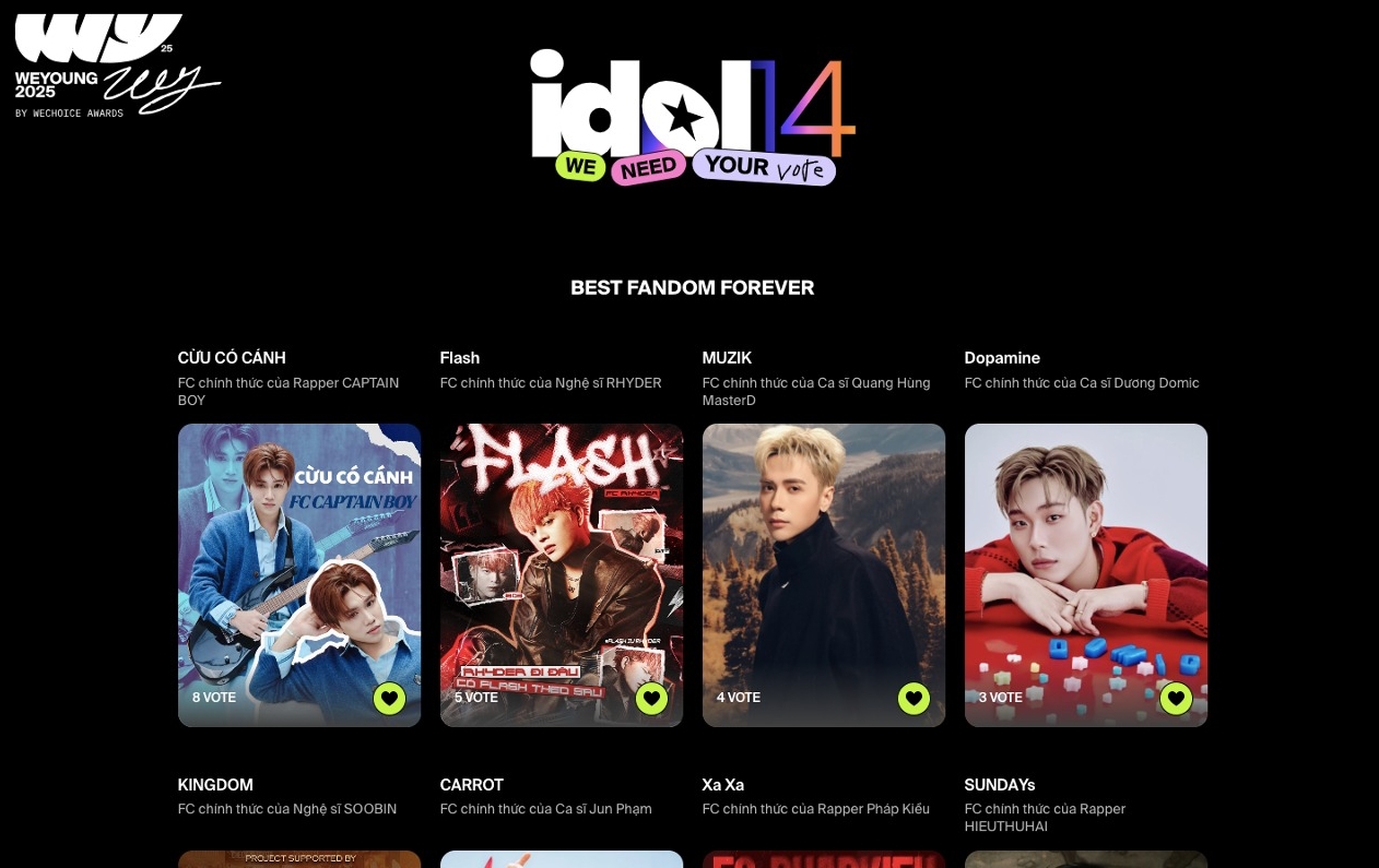Chính thức mở cổng bình chọn IDOL14 tại WeYoung 2025: Cả loạt nghệ sĩ trẻ, concert đình đám và fandom “khủng” bước vào cuộc đua!- Ảnh 4.