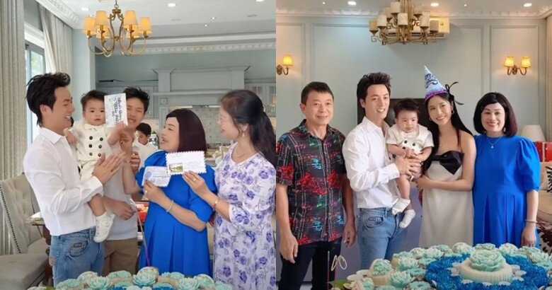 Quý tử thứ 3 của Đăng Khôi vừa cầm bút, vừa cầm mic trong tiệc thôi nôi, được cả nhà mong thành Giáo sư 2 Bố mẹ ruột của Đăng Khôi vui mừng trong ngày thôi nôi của cháu trai.