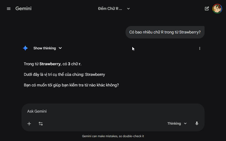 ChatGPT 'bó tay' trước câu hỏi đánh vần của học sinh lớp 1 2 ChatGPT vẫn 'bó tay' trước câu hỏi đánh vần của học sinh lớp 1 - Ảnh 2.