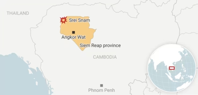 Vị trí huyện Srei Snam, tỉnh Siem Reap, Campuchia. Đồ họa: Nikkei