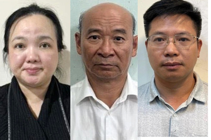 Lê Y Linh (trái sang), Đặng Phước Dừa, Đoàn Ngọc Phương. Ảnh: Bộ Công an