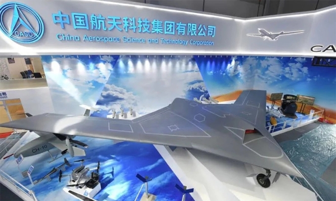 Mô hình UAV tàng hình CH-7 tại triển lãm hàng không ở Chu Hải, Trung Quốc tháng 11/2018. Ảnh: CASC