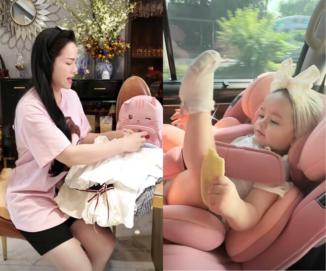 Con gái lai Tây của Nhật Kim Anh vừa đi học đã có tủ đồ "công chúa", mới 10 tháng đã mặc quần áo size 18 tháng 2 Bé Julia 10 tháng tuổi đã mặc vừa quần áo của em bé 18 tháng tuổi.