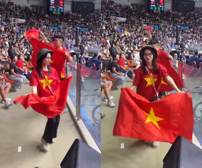 Hòa Minzy đi xem trận Chung kết bộ môn bóng chuyền nữ của đội tuyển Việt Nam và Thái Lan.
