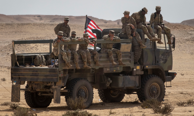 Binh sĩ Mỹ tại cuộc diễn tập chung ở căn cứ Mohamed Naguib tại Ai Cập hồi tháng 9. Ảnh: US Army