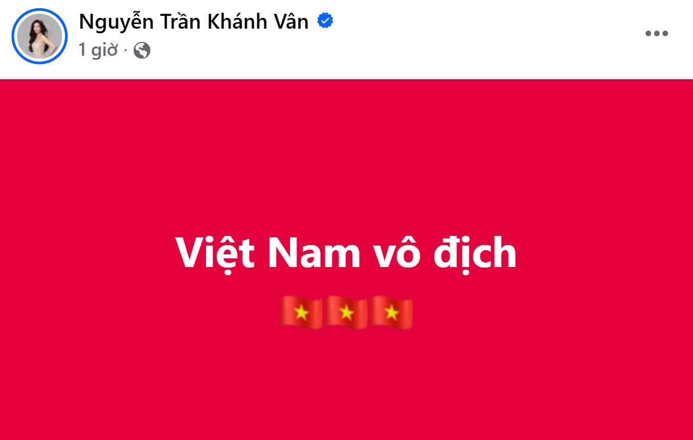 Sao Việt tự hào bóng đá Việt Nam giành vô địch SEA Games 33, Tùng Dương cảm ơn Thái Lan vì tạo kịch tính 17 Hoa hậu Khánh Vân ăn mừng Việt Nam giành chiến thắng.