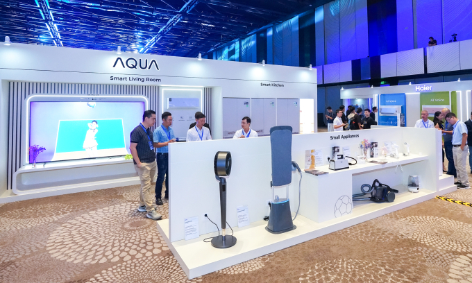 Khu trưng bày các sản phẩm từ thương hiệu Haier và Aqua. Ảnh: Bảo Lâm
