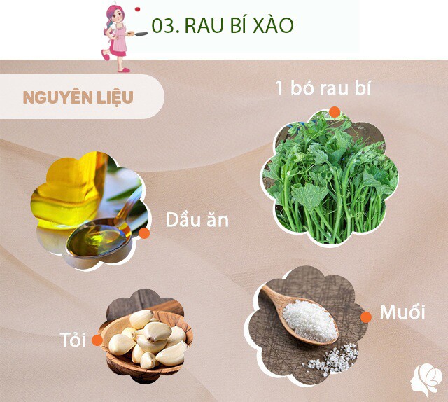 Hôm nay nấu gì: Cơm tối đầy ắp món ngon 7 Chuẩn bị: 1 bó rau bí đã nhặt sạch, tỏi, dầu ăn, muối.