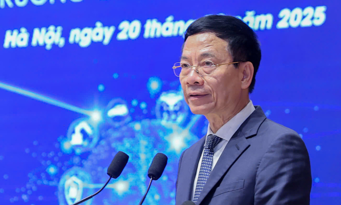 Bộ trưởng Khoa học và Công nghệ Nguyễn Mạnh Hùng phát biểu tại Diễn đàn. Ảnh: Nhật Bắc